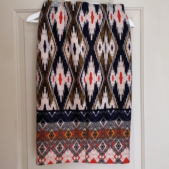 Anthropologie Maeve Igazu pencil skirt navy orange gold cream size small - Picture 6 of 9